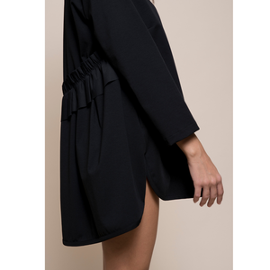 SM Best quality Italian crew neck mini dress with rouge behind, pockets, rounded bottom with slits, for <b>party</b> - Product Image 3