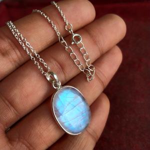 Csja — collier pendentif en pierre de lune arc-en-ciel naturelle, lustre en forme de goutte - Product Image 6