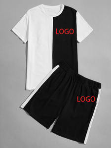 Summer Custom Two Piece Set Tracksuit Contrast Color Block Shorts Men Joggers Suits Set - Product Image 2