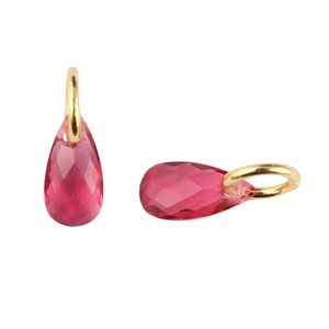 Nouvelle vente checker cut connecteur de pierres précieuses de quartz rouge 5x10mm forme de poire à facettes coupe pendentif plaqué or connecteur fait main - Product Image 1
