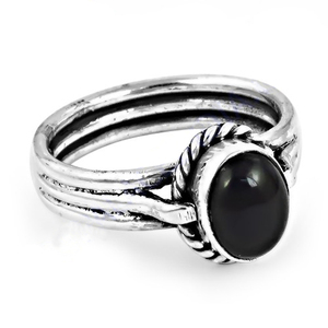 ใหม่คอลเลกชันสีดำนิลลายดอกไม้สีดำอาเกตแหวนสีดำสำหรับผู้หญิงเครื่องประดับแหวนเพชร925เงินสเตอร์ลิงแหวน - Product Image 3