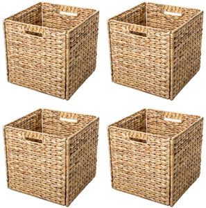 High Quality Handwoven <b>Collapsible</b> Water Hyacinth <b>Storage</b> Basket Foldable Home Organizer Product - Product Image 1
