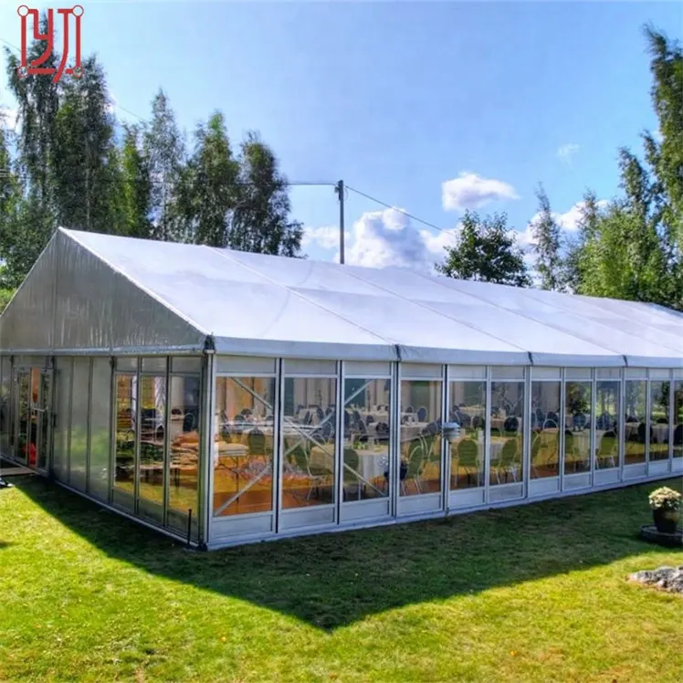 Tendas de alumínio para festas e exposições de casamento, 500-1000 lugares, cobertura de PVC para eventos ao ar livre, vidro