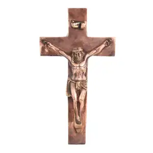 手工金黄铜耶稣受难宗教雕塑雕像雕像声明件装饰礼品