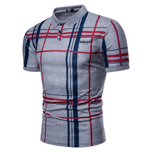 Hommes À Carreaux Polo 2018 D'été Respirant de Luxe Classique Décontracté Style Polo Chemise - Product Image 1