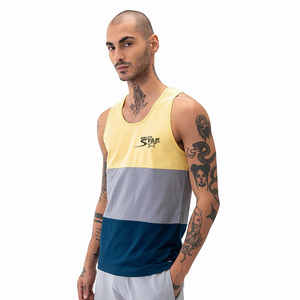 Cotton Made Multi-Color Panel Work Block Style <b>Singlets</b> Gym Wear Jogging <b>Running</b> Workout Wear <b>Singlet</b> Tops - Product Image 1
