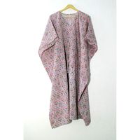 Robe longue d'été confortable pour femme, style plage, drapée, imprimé floral artisanal, coton biologique, 2 pièces, naturel