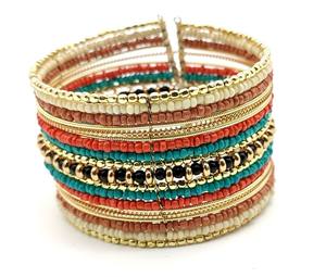 Pulseras abiertas de moda para mujer, joyería Bohemia hecha a mano con cuentas de semillas multicapa, accesorios de moda de la India - Product Image 5
