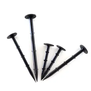 Ground Cover Pin Weed Mat Pegs Black Plastic Nail for Landscaping Fabric