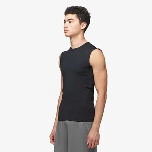 Topos de compressão sem mangas para homens, blusa de baselayer para atletas, top para esportes, academia, sem mangas, preço barato e atacado