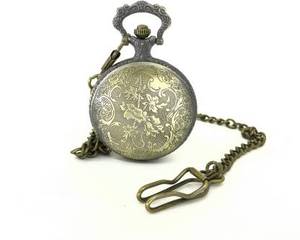 Montre de poche en laiton antique avec boîte en bois montre analogique dorée longue chaîne cadeaux uniques pour hommes montre de poche en laiton doré CHLW034 - Product Image 6