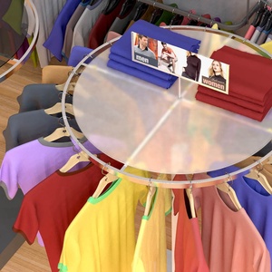 高級アクリル棚付き丸型衣料品ラック、メタルフレームとクローム仕上げ、小売ディスプレイスタンド用、モデル018 - Product Image 2