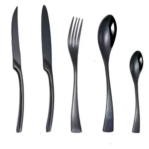 Black gold knife and fork spoon Western steak knife and fork French high-grade Western food knife and Fork Spoon Set