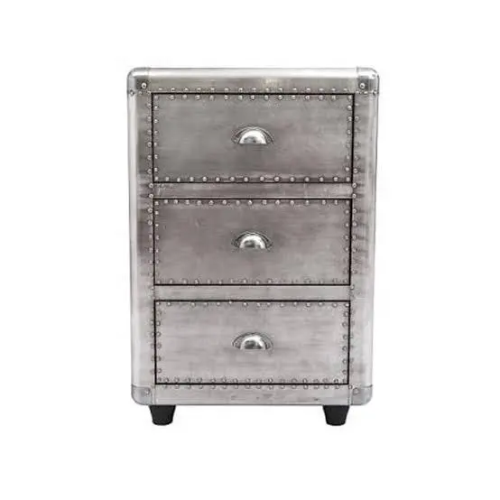 Mobilier moderne de luxe Aviator Couverture en aluminium pour avion Chevet Armoire de rangement à 3 tiroirs