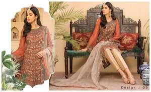 Costumes Shalwar Kameez en mousseline de soie de haute qualité pour femmes Style pakistanais brodé fin pour les fêtes - Product Image 3