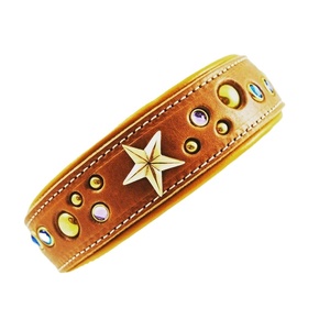 Premium Quality Exclusive Genuine Leather <b>Dog</b> <b>Collar</b> Solid Pattern Concho Stud Colorful Soft Padding Direct Manufacturer - Product Image 1