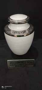 Brassworld India's Engraved Brass Pewter Keepsake Cremation Urn Elegant <b>Funeral</b> <b>Supplies</b> - Product Image 2