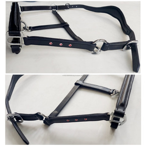 Cabestro de caballo de nailon de alta calidad, diseño inglés clásico con cuero negro y hebilla de latón de cuero indio, tipo de accesorio - Product Image 2