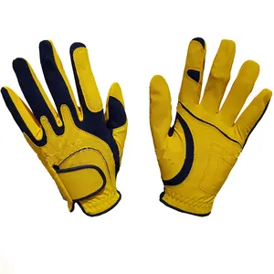 一种尺寸适合所有高尔夫手套黄色适合男士和女士的拉伸莱卡
