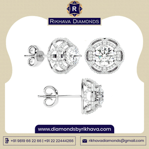 Pendientes de tuerca de oro blanco de 14 quilates hechos a mano de marca de lujo Pendientes de tuerca de diamante puro de diseño clásico - Product Image 3