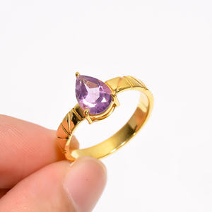 Natural Purple Amethyst Gemstone Gold Plated Ring | Adjustable Handmade Designer Ring | Statement Jewelry For Women - Product Image 4