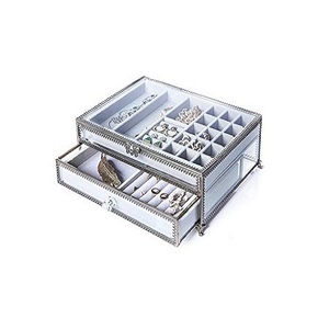 Joyero de metal y vidrio con forma de cabaña con joyero de mayor calidad para accesorios personales a granel - Product Image 3