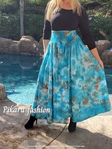 Nueva ropa informal de moda bohemia de verano para mujer falda con tinte de corbata Natural hasta el suelo sostenible respetuoso con el medio ambiente - Product Image 3