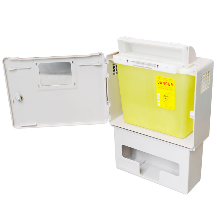 Высокое качество 5 кварта колюще-режущих отходов утилизации медицинских отходов контейнер настенное крепление (Национальной ассоциации пожарной безопасности с ключом с подсветки перчаточного ящика держатель для больницы