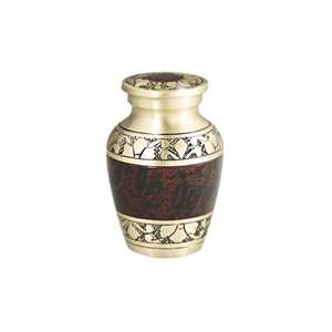 Petite urne souvenir en laiton marron gravée à la main Mini urne funéraire pour cendres humaines et animales Décorations commémoratives en métal - Product Image 1