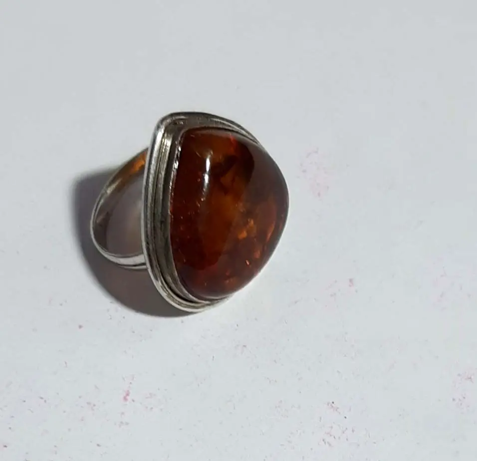 Handmade baltic amber 925 silver ring for wedding gift