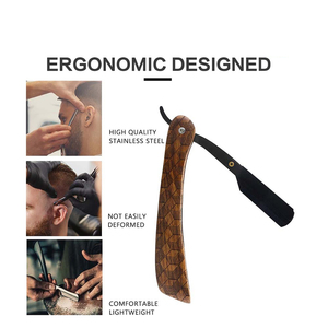 Maquinilla de afeitar profesional para Barbero, bocina recta con mango de 3 hojas, no desechable - Product Image 5