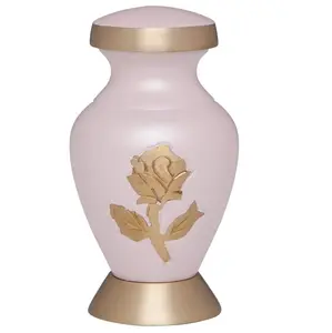 Crematie Aandenken As Urn Geheugen Roze Kleur Met Bloem Design Emaille Herdenking Begrafenis As Urn Tegen Aantrekkelijke Prijs