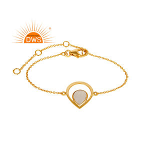 Rainbow <b>Moonstone</b> Gemstone <b>Bracelet</b> Indian 18k Gold Plated Sterling Silver Girls Chain <b>Bracelet</b> Jewelry Wholesale - Product Image 1