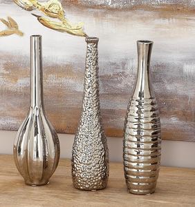 Juego de 3 floreros modernos para el hogar, Hotel, restaurante, florero decorativo, Metal, Color plateado, mesa, florero de flores de aluminio - Product Image 2