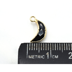 Black <b>Onyx</b> Pendant Faceted Brass 11 to 13 MM Moon Shape with Bail 14K & 18K Gold Plated For Jewellery Making - Product Image 3