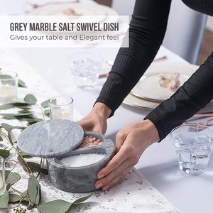 Marble Salt <b>Box</b> Dual Compartment <b>Herb</b> Spice Tools Eco-Friendly Dust Resistant Hand Wash Only Kitchen Server - Product Image 4