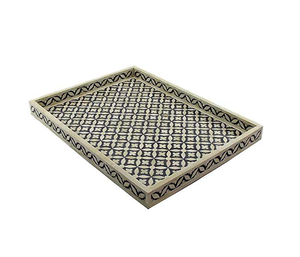 Plateau de service en os incrusté, écologique, jetable, durable, design haut de gamme, décoratif floral, passe au lave-vaisselle et au micro-ondes, fait main, personnalisé - Product Image 1