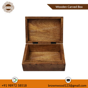 Caja tallada de madera de mango rectangular de lavado blanco quemado hecha a mano de diseño elegante de calidad superior para regalo y artesanía - Product Image 6