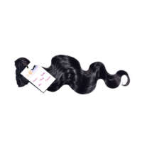 Ekstensi Rambut Wanita Warna Alami Model Body Wave, Rambut Virgin Brasil, Ekstensi Rambut Manusia India Mentah dari Kuil, Pemasok Ekstensi Rambut Virgin