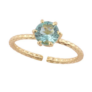 Offre Spéciale dame bague 6mm diamant coupe Lite bleu Quartz or/argent plaqué griffes ensemble réglable doigt ouvert pour la vente en gros - Product Image 1