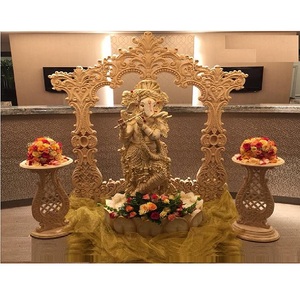 Configuración de decoración de entrada de boda con temática de Ganesha hecho de madera con marco de fondo decoración temática de entrada de Ganesha tallada de madera Reino Unido - Product Image 1