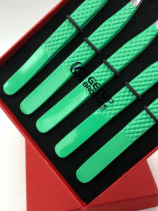 Pince à épiler d'extension de cils en acier inoxydable de revêtement de poudre de vert de céleri de Style professionnel avec vos propres outils de beauté de Logo personnalisé - Product Image 5