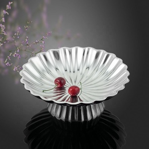 <b>Silver</b> Metallic Aluminium Fruit Serving <b>Bowl</b> Perfect for Serving Food & Fruit Dining Table Decorative Serving <b>Bowls</b> - Product Image 1