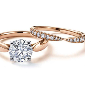 1/2TCW ธรรมชาติรอบเพชรผู้หญิงงานแต่งงานแหวน-14K Rose Gold - Product Image 1