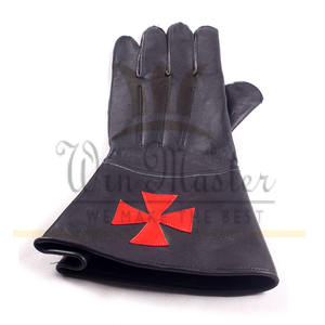 Gants maçonniques Chevalier de Malte Couleur kaki Gants en cuir souple Croix maltaise - Product Image 3