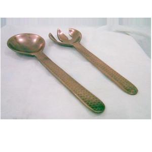 Ensemble de 2 couverts à salade martelés de luxe en acier inoxydable écologique avec poignées en métal durables pour les mariages de thé - Product Image 1