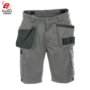 Pantalones cortos de algodón sólido a cuadros para hombre, tejidos con cierre de cintura elástica, uso diario informal - Product Image 2