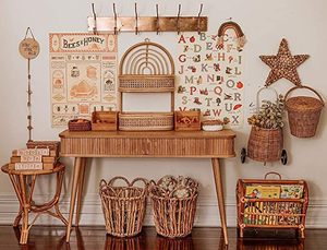 Étagère murale en rotin à deux niveaux, produit en forme d'arc-en-ciel, fait à la main, rangement pour chambre à coucher, vente en gros, nouveau Design - Product Image 6