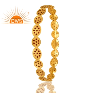 Beautiful DWS Garnet Gemstone Bangle 22 Karat Gold Plated Brass GIA Certified Trendy Fashion Jewelry - Product Image 2