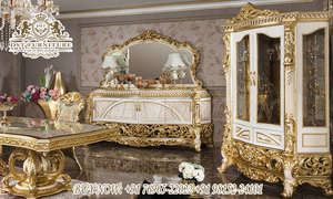 Luxurious Golden Dining Room Furniture Set Classic Dining Room Furniture Set Design Best Quality Turkish Carved Dining Furniture - Product Image 2